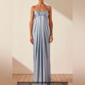 La Luna Strapless Knot Maxi Dress Powder Blue